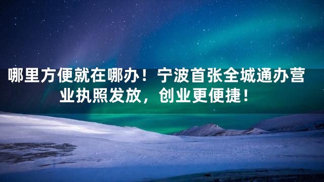 哪里方便就在哪办！宁波首张全城通办营业执照发放，创业更便捷！