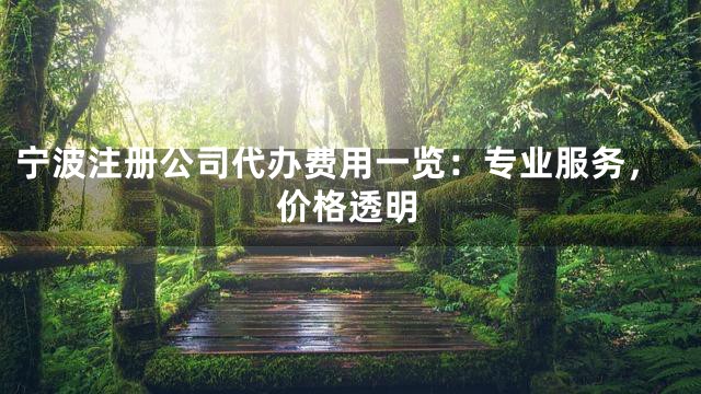 宁波注册公司代办费用一览：专业服务，价格透明