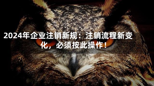 2024年企业注销新规：注销流程新变化，必须按此操作！