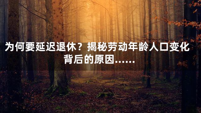 为何要延迟退休？揭秘劳动年龄人口变化背后的原因……