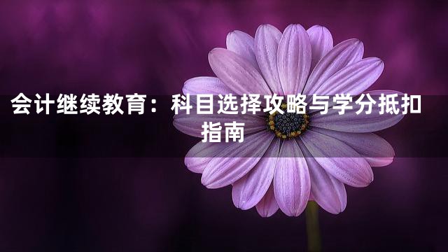 会计继续教育：科目选择攻略与学分抵扣指南