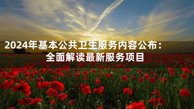 2024年基本公共卫生服务内容公布：全面解读最新服务项目