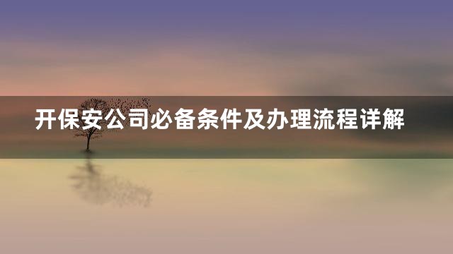 开保安公司必备条件及办理流程详解