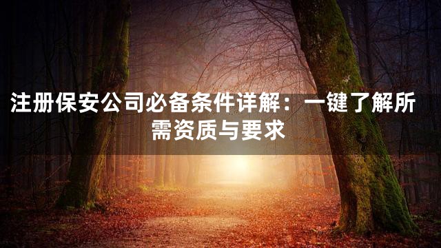 注册保安公司必备条件详解：一键了解所需资质与要求