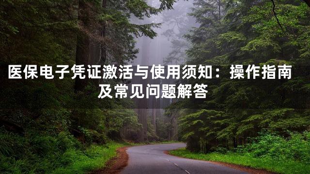 医保电子凭证激活与使用须知：操作指南及常见问题解答