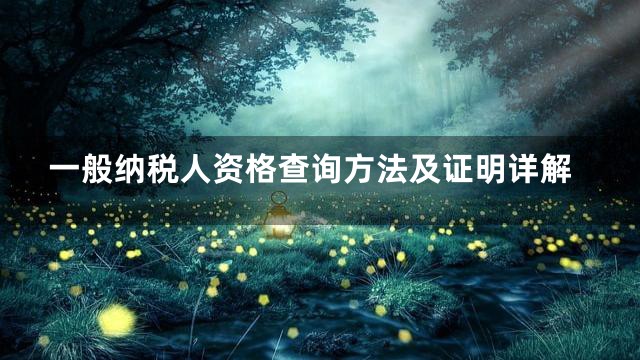 一般纳税人资格查询方法及证明详解