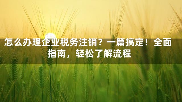 怎么办理企业税务注销？一篇搞定！全面指南，轻松了解流程