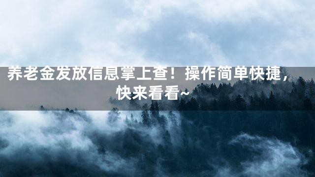 养老金发放信息掌上查！操作简单快捷，快来看看~