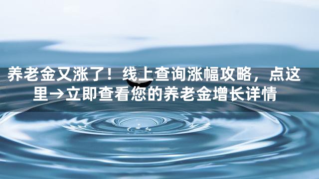养老金又涨了！线上查询涨幅攻略，点这里→立即查看您的养老金增长详情