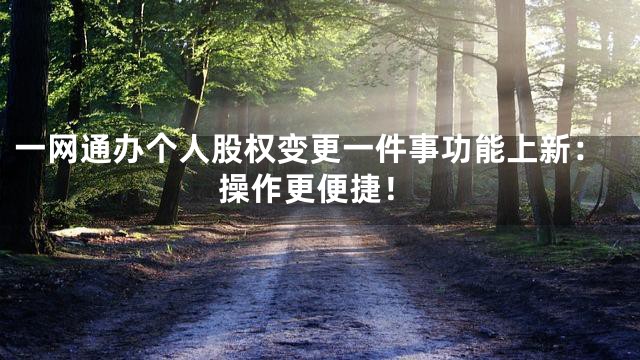 一网通办个人股权变更一件事功能上新：操作更便捷！