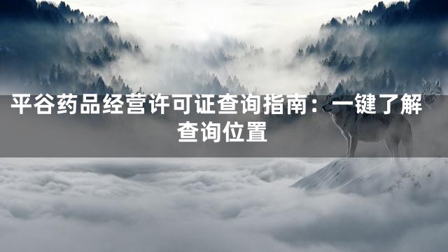 平谷药品经营许可证查询指南：一键了解查询位置