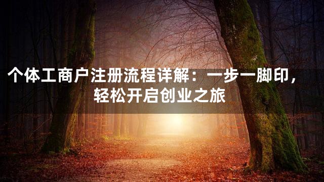 个体工商户注册流程详解：一步一脚印，轻松开启创业之旅