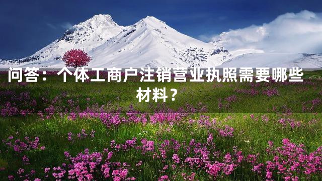 问答：个体工商户注销营业执照需要哪些材料？