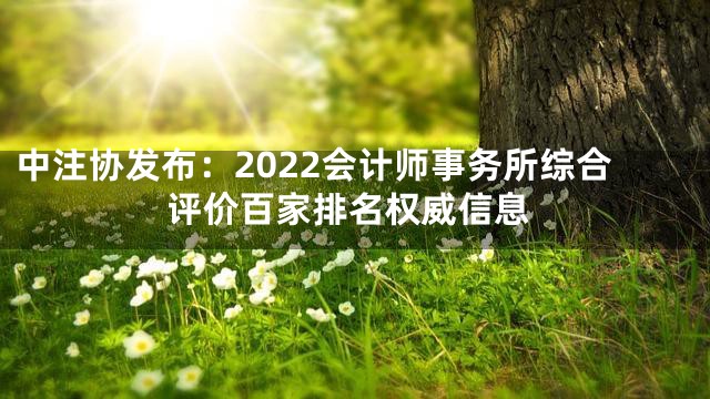 中注协发布：2022会计师事务所综合评价百家排名权威信息