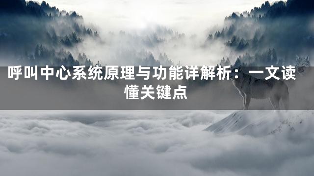呼叫中心系统原理与功能详解析：一文读懂关键点