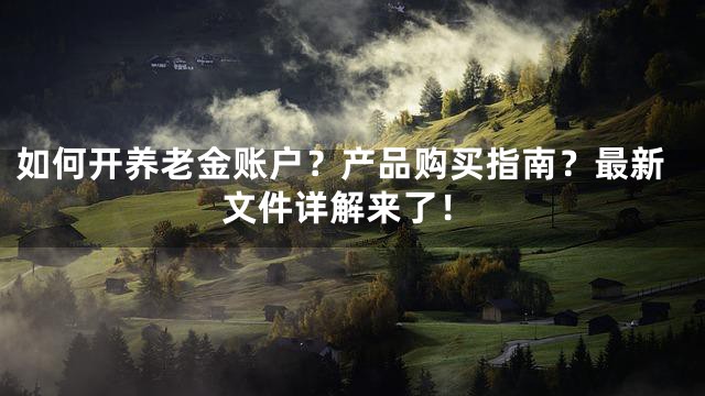 如何开养老金账户？产品购买指南？最新文件详解来了！