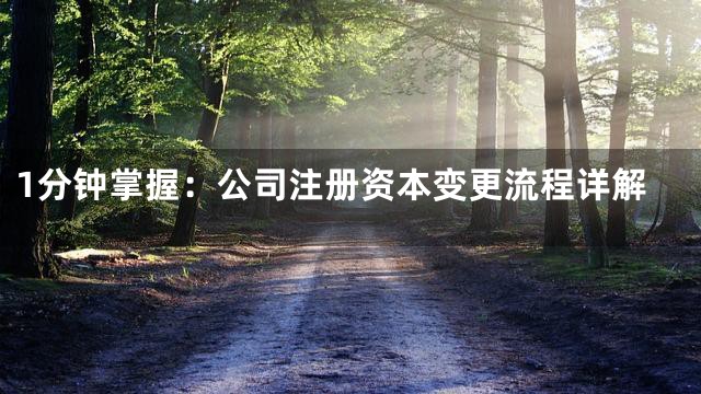 1分钟掌握：公司注册资本变更流程详解