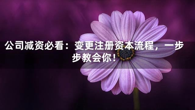 公司减资必看：变更注册资本流程，一步步教会你！