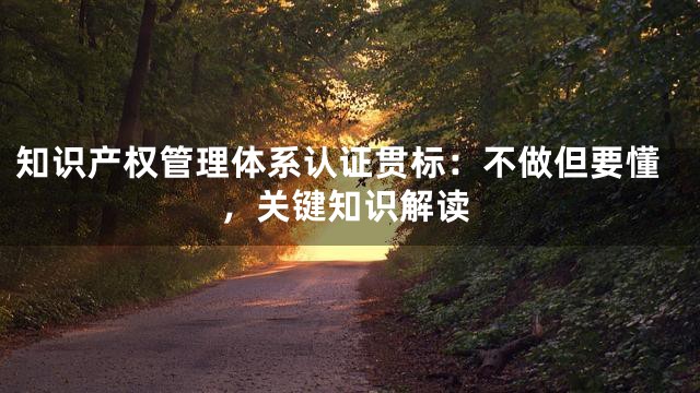 知识产权管理体系认证贯标：不做但要懂，关键知识解读