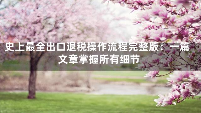 史上最全出口退税操作流程完整版：一篇文章掌握所有细节