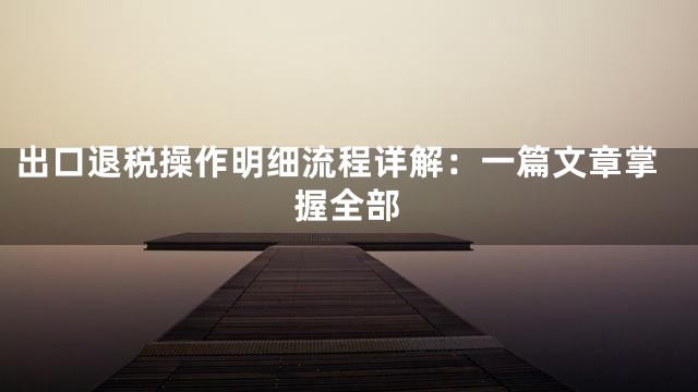 出口退税操作明细流程详解：一篇文章掌握全部