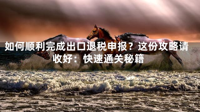 如何顺利完成出口退税申报？这份攻略请收好：快速通关秘籍