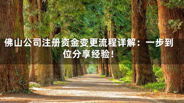 佛山公司注册资金变更流程详解：一步到位分享经验！