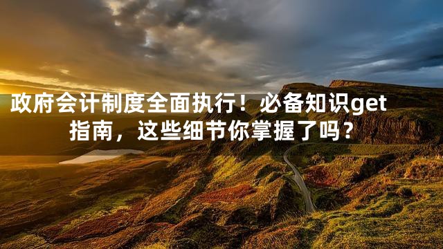 政府会计制度全面执行！必备知识get指南，这些细节你掌握了吗？