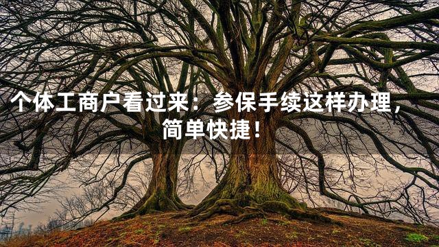 个体工商户看过来：参保手续这样办理，简单快捷！