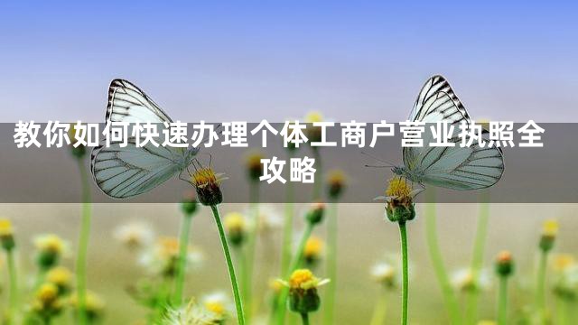 教你如何快速办理个体工商户营业执照全攻略
