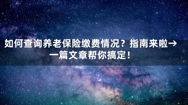 如何查询养老保险缴费情况？指南来啦→一篇文章帮你搞定！
