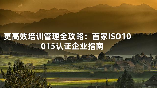 更高效培训管理全攻略：首家ISO10015认证企业指南