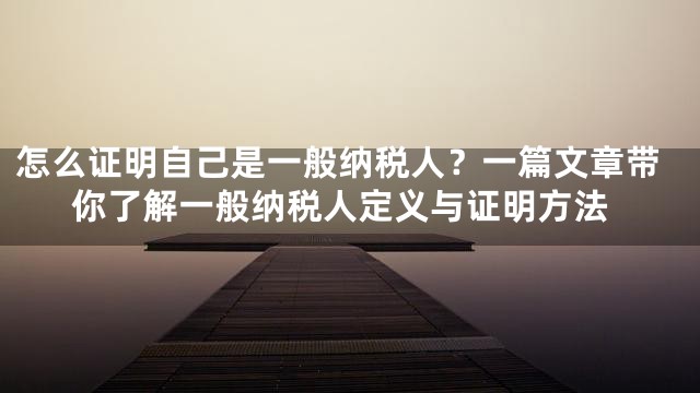 怎么证明自己是一般纳税人？一篇文章带你了解一般纳税人定义与证明方法