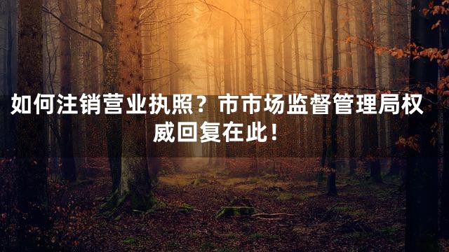 如何注销营业执照？市市场监督管理局权威回复在此！