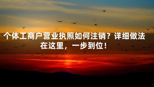 个体工商户营业执照如何注销？详细做法在这里，一步到位！