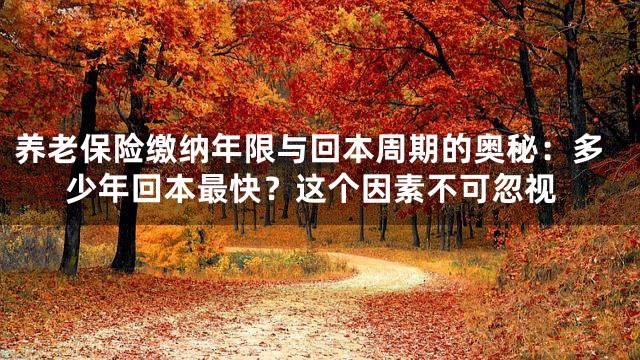 养老保险缴纳年限与回本周期的奥秘：多少年回本最快？这个因素不可忽视