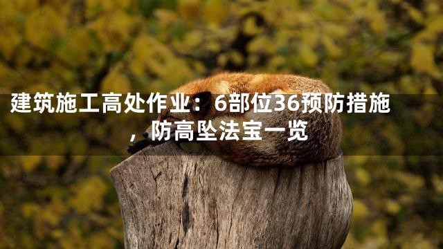 建筑施工高处作业：6部位36预防措施，防高坠法宝一览