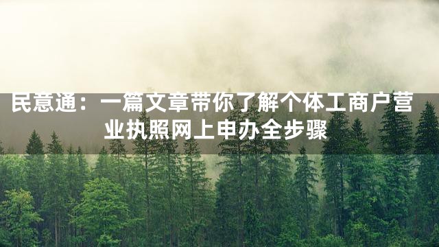 民意通：一篇文章带你了解个体工商户营业执照网上申办全步骤