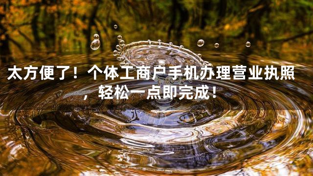太方便了！个体工商户手机办理营业执照，轻松一点即完成！