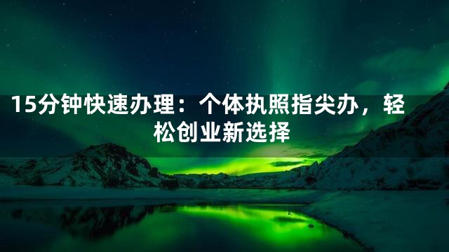15分钟快速办理：个体执照指尖办，轻松创业新选择
