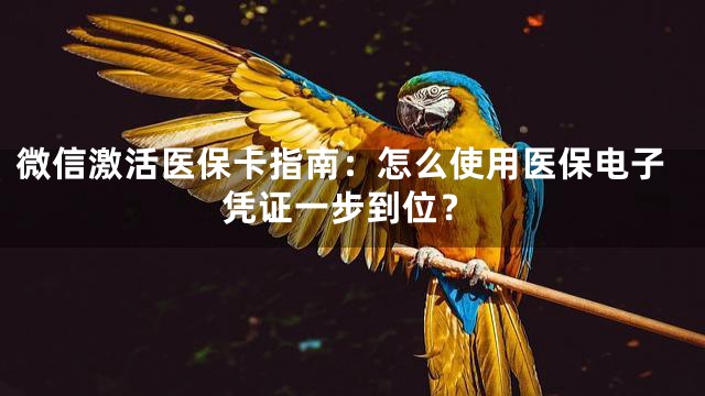 微信激活医保卡指南：怎么使用医保电子凭证一步到位？
