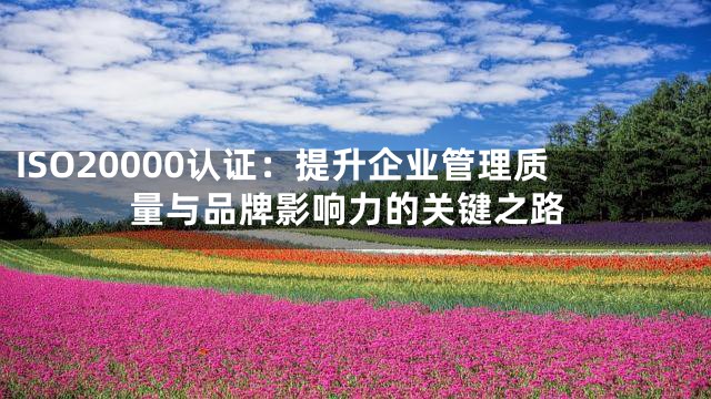 ISO20000认证：提升企业管理质量与品牌影响力的关键之路