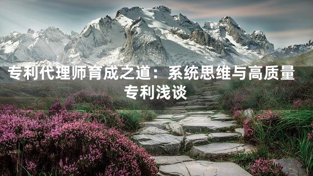 专利代理师育成之道：系统思维与高质量专利浅谈