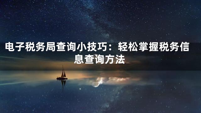 电子税务局查询小技巧：轻松掌握税务信息查询方法