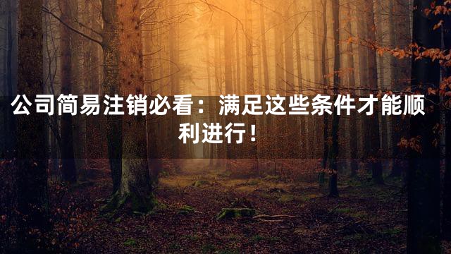公司简易注销必看：满足这些条件才能顺利进行！