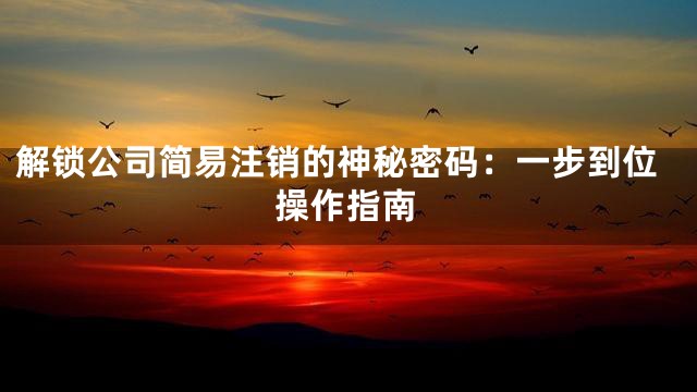 解锁公司简易注销的神秘密码：一步到位操作指南