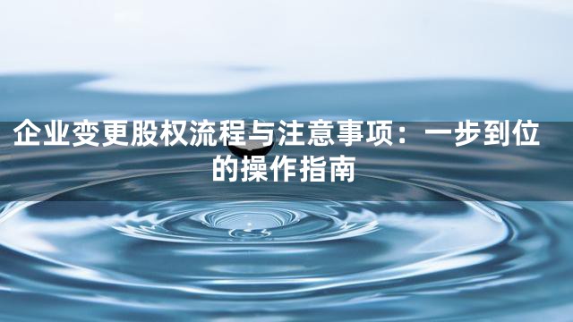 企业变更股权流程与注意事项：一步到位的操作指南