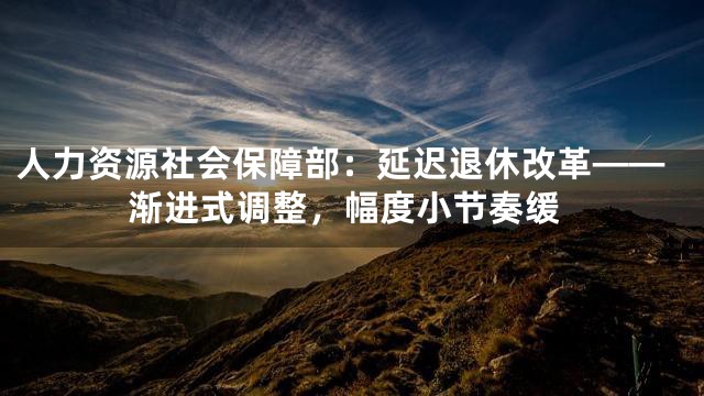 人力资源社会保障部：延迟退休改革——渐进式调整，幅度小节奏缓