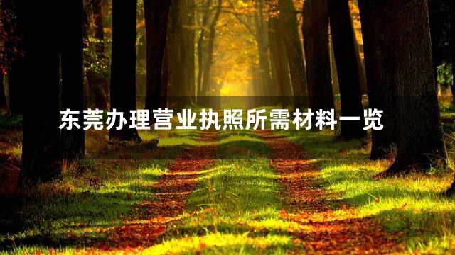 东莞办理营业执照所需材料一览