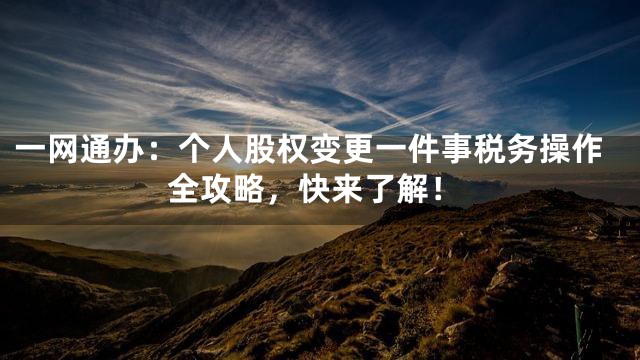 一网通办：个人股权变更一件事税务操作全攻略，快来了解！